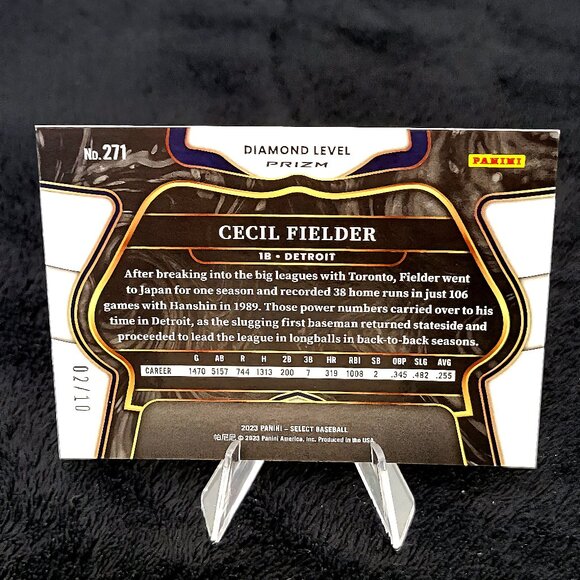 2023 Select Prizms 02/10 Gold Flash #271 Cecil Fielder Diamond Level Detroit - Picture 3 of 3